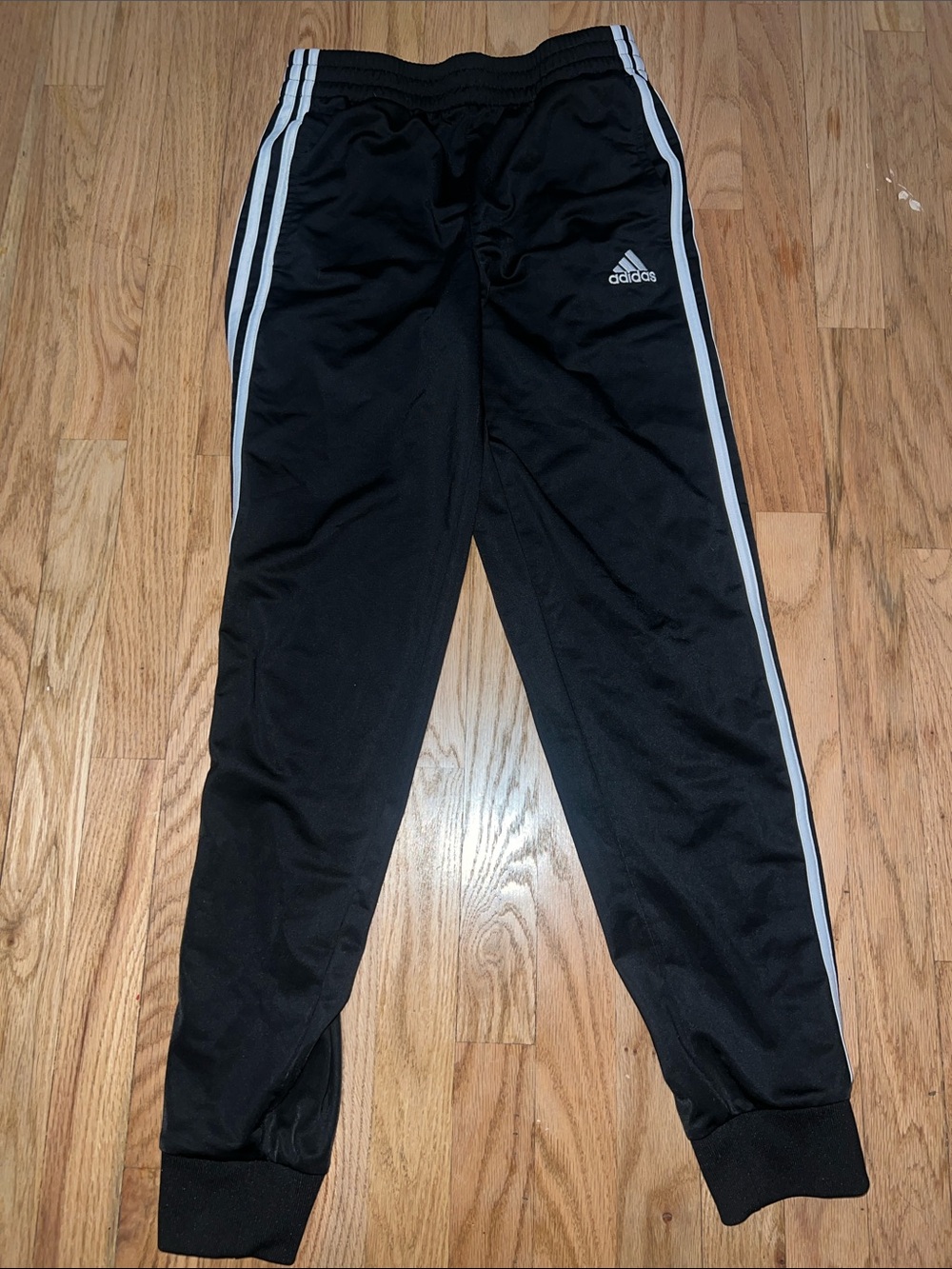 adidas Black Joggers with White Side Stripes - kids